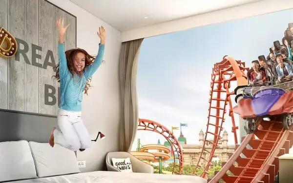 Room interior view at Rove at the Park Hotel in Dubai