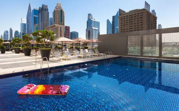 Exterior view of Rove Expo City Hotel in Dubai