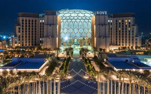 Exterior view of Rove Expo City enterance to Hotel in Dubai