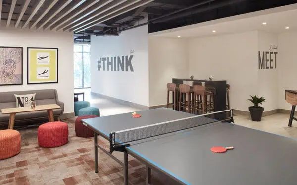 Gaming area at Rove Healthcare City Hotel in Dubai