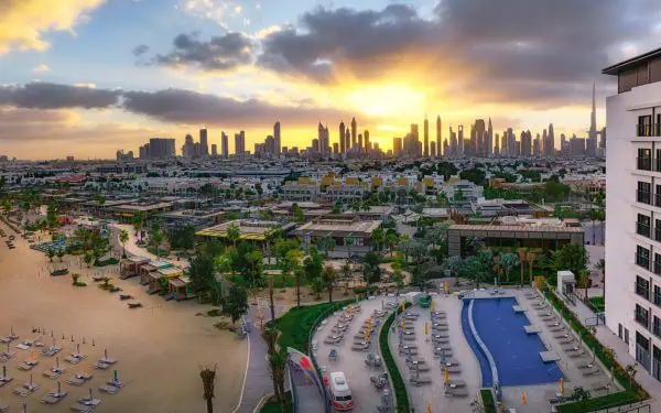 Exterior view of Rove La Mer Beach Hotel near J1 Beach in Dubai