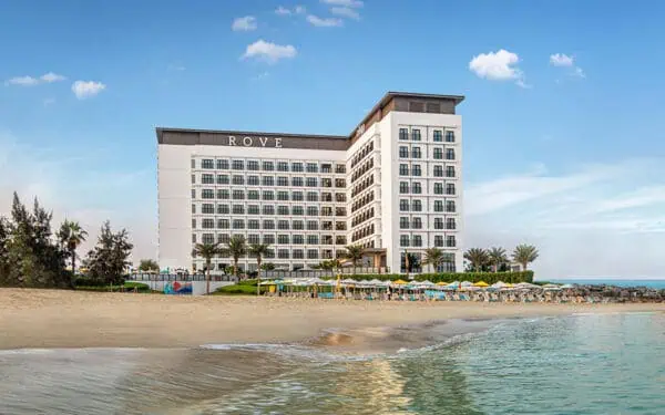 Exterior view of Rove La Mer Beach Hotel with J1 Beach in Dubai