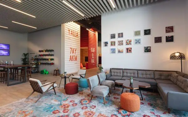 Waiting area at Rove Trade Centre Hotel in Dubai