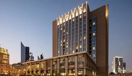 Rove Downtown Hotel Exterior Night View in Dubai